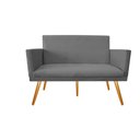Ver imagem 1 de Namoradeira Nina Decorativa Suede Cinza 2 Lugares Pés Madeira Ms Decor