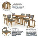 Ver imagem 4 de Conjunto Mesa de Jantar Elma e 6 Cadeiras com Telinha Lola em Madeira Maciça Cinza Mescla