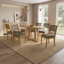 Ver imagem 1 de Conjunto Mesa de Jantar Elma e 6 Cadeiras com Telinha Lola em Madeira Maciça Cinza Mescla