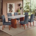 Ver imagem 2 de Conjunto de Mesa Sala de Jantar Ripada Tampo com Vidro Santiago 1,80m 6 Cadeiras Grécia Dobuê