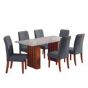 Ver imagem 1 de Conjunto de Mesa Sala de Jantar Ripada Tampo com Vidro Santiago 1,80m 6 Cadeiras Grécia Dobuê