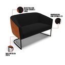 Ver imagem 3 de Namoradeira e 2 Poltronas Industrial Preto Stella Noz/linho Preto D03 - D'Rossi