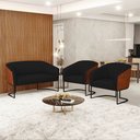 Ver imagem 2 de Namoradeira e 2 Poltronas Industrial Preto Stella Noz/linho Preto D03 - D'Rossi