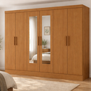 Ver imagem 1 de Guarda-Roupa Casal 100% MDF com Espelho 6 Portas 2 Gavetas Jatobá Yescasa Cinamomo