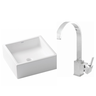 Kit Torneira misturador Monocomando Lavatório com Cuba de Apoio Quadrada - 1