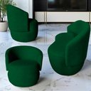 Ver imagem 1 de Kit Namoradeira + 2 Poltronas Decorativa Beatriz Orgânica Bouclé Verde