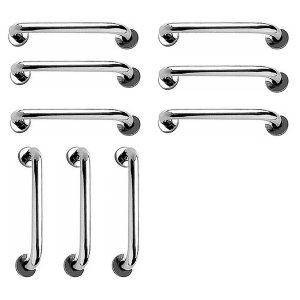 Barra de Apoio 40cm Aço Inox Kit 9 Unidades Idoso Deficiente Cadeirante Banheiro Box Acessibilidade 