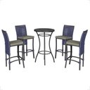 Ver imagem 1 de Mesa Bistrô e 4 Banquetas Roma Preta Corda Estofado 8 Trama Azul