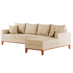 Sofá 4 Lugares Beny com Chaise Direito Suede Bege - 4