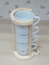 Ver imagem 4 de Kit Jogo 4 Xicaras Café Chá Hotel 200ml Empilháveis com Suporte Pinus - Poá Preto Frases