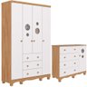 Quarto de Bebê Completo Guarda Roupa 4 Portas Cômoda 1 Porta 4 Gavetas 100% Mdf Bolinha - 2