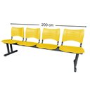 Ver imagem 4 de Longarina Cadeira 4 Lugares Iso Plástica Coluna Dupla Para Recepção Auditório Igreja Amarela