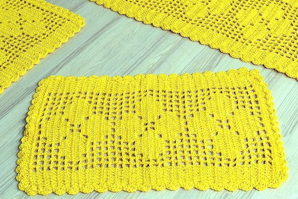 Jogo de Passadeira em Crochê Basic - Amarelo Arte & Tear - 2