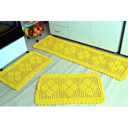 Jogo de Passadeira em Crochê Basic - Amarelo Arte & Tear - 1