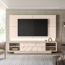 Ver imagem 1 de Painel Decorativo com Bancada 4 Gavetas para Tv até 75 Pol 240cm Iluminação Fita Led Off White Devli