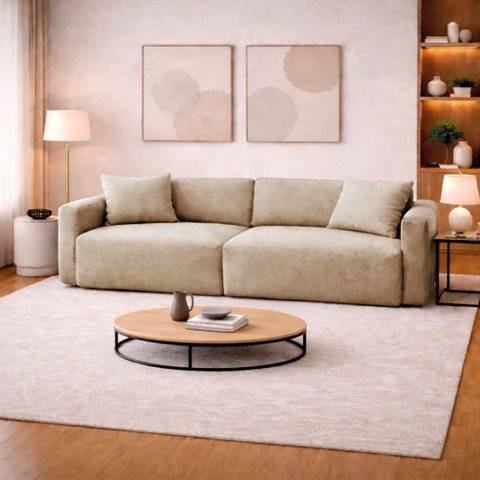 Sofá 3 Lugares Velaris 200cm Sala de Estar Luxo Recepção Conforto Escritório Linho