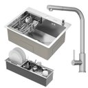 Ver imagem 1 de Kit Cuba Quebec 60cm Aço Inox 304 + Calha Organizadora Aço Inox + Torneira Toronto Aço Inox Goldenx