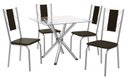 Ver imagem 2 de Conjunto Sala de Jantar Mesa com 4 Cadeiras Estofadas Cromado 794 Kappesberg Crome Cromado/marrom