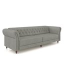 Ver imagem 2 de Sofá Living Sala de Estar Stanford Chesterfield 3 Lugares 260cm Pés de Madeira Couro Cinza G58 - Gra
