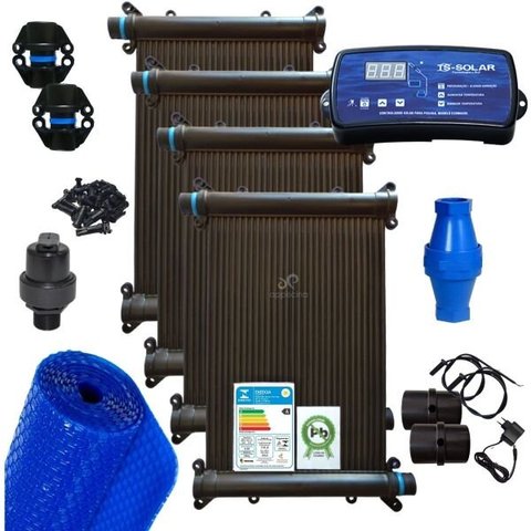 Kit Aquecedor Solar Piscina com Capa 18M2 6x3 Placa Aquecimen