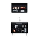 Ver imagem 5 de Conjunto Balcão de Cozinha e Armário Aéreo G96 3 Portas MDP-BP Basculante Preto Gran Belo