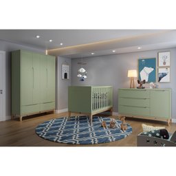 Cômoda Infantil 3 Gavetas 1 Porta Multimóveis CR40024 Verde - 5