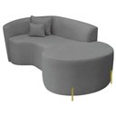 Ver imagem 6 de Divã Recamier Curvo Sala de Estar Recepção Inglaterra 150cm Pés Metal Dourado Lado Direito Boucl