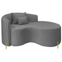 Ver imagem 2 de Divã Recamier Curvo Sala de Estar Recepção Inglaterra 150cm Pés Metal Dourado Lado Direito Boucl
