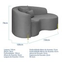 Ver imagem 3 de Divã Recamier Curvo Sala de Estar Recepção Inglaterra 150cm Pés Metal Dourado Lado Direito Boucl