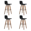Ver imagem 2 de Kit 4 Banquetas Altas Luxo Linea Aço Preto Linho Preto Base Carvalho