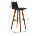 Ver imagem 6 de Kit 4 Banquetas Altas Luxo Linea Aço Preto Linho Preto Base Carvalho