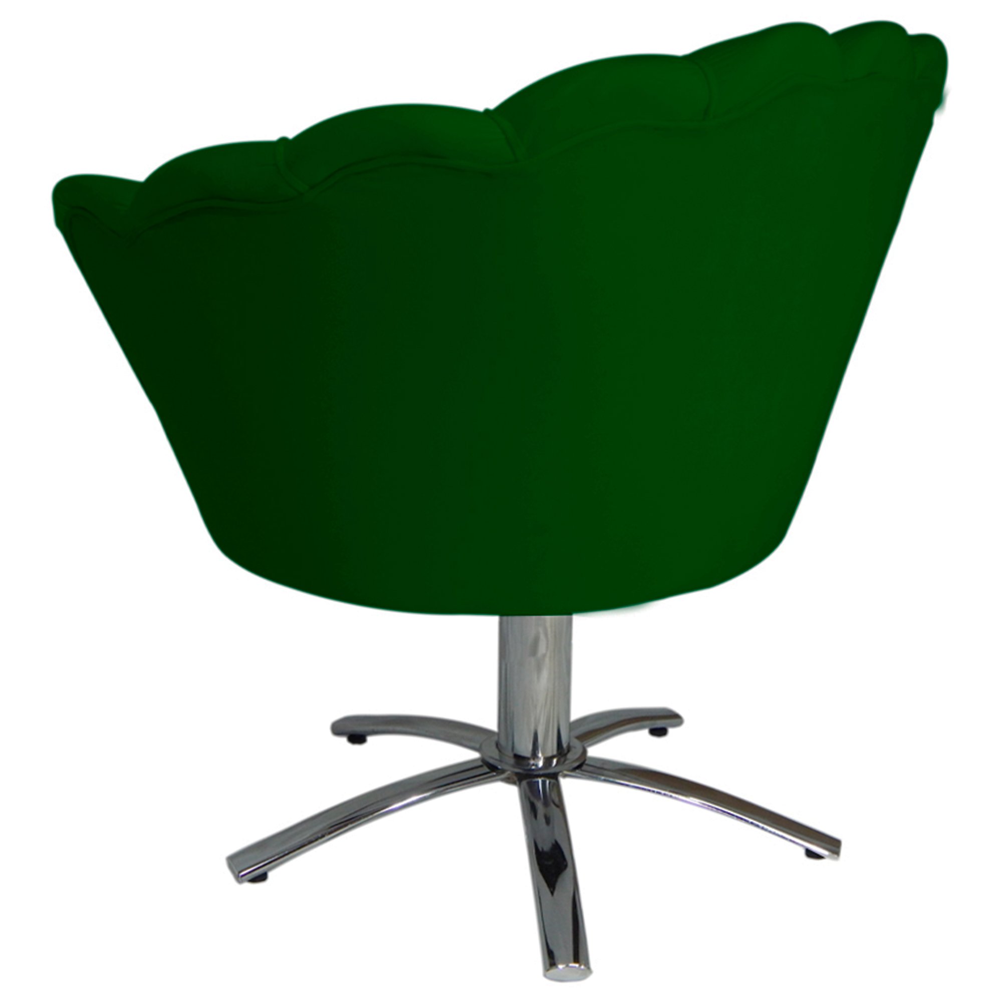 Poltrona Cadeira com Base Giratoria Cromado Pétala Suede Verde - 3