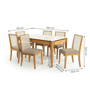 Ver imagem 3 de Conjunto Mesa de Jantar Mira com 6 Cadeiras em Madeira Maciça e Tampo com Vidro Nature/Off White/Fendi