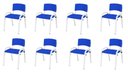 Ver imagem 1 de Kit 8 Cadeiras Infantil Iso, Escola, Base Branco- Azul