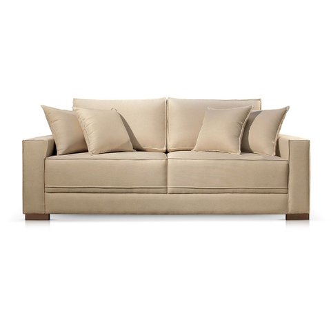 Sofá 3 Lugares Almofada Solta Linho Bege Medio Helô 2,20m