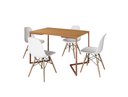 Ver imagem 1 de Mesa de Jantar Industrial Base Ferro Cobre em V Tampo 137x90 Canela 4 Cadeiras Eames Madeira Assen