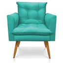 Ver imagem 3 de Kit 2 Poltronas Thais Suede Azul Turquesa Pés Palito - Pallazio