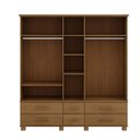 Ver imagem 4 de Conjunto Quarto Ouro Guarda Roupa 5 Portas Cama Casal Cômoda 2 Mesas de Cabeceira Freijó
