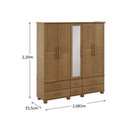Ver imagem 3 de Conjunto Quarto Ouro Guarda Roupa 5 Portas Cama Casal Cômoda 2 Mesas de Cabeceira Freijó
