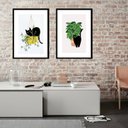 Ver imagem 2 de Kit 2 Quadros Gato com Plantas - 60x48cm:madeira Preta