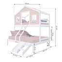 Ver imagem 3 de Beliche Casal/ Solteiro Casinha Dos Sonhos com Kit Escada/ Escorregador Madeira Maciça Rosa/ Branco