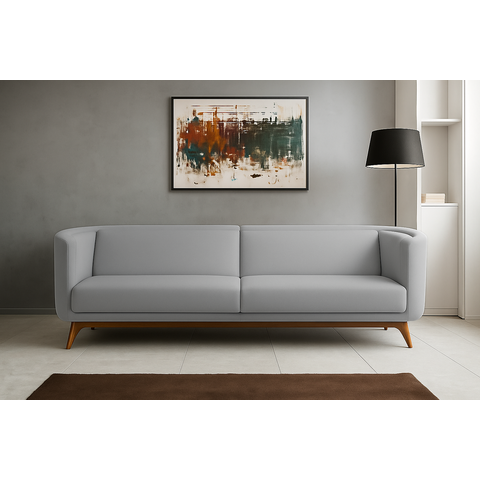 Sofá Dekorien Luminne 230cm Linho Cinza Sala Linha Premium