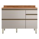 Ver imagem 1 de Balcão MDF 1 Porta Basculante 4 Gavetas para Pia 120cm com Tampo Proença Bege/Nogueira/Nude Prime