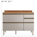 Ver imagem 2 de Balcão MDF 1 Porta Basculante 4 Gavetas para Pia 120cm com Tampo Proença Bege/Nogueira/Nude Prime