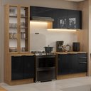 Ver imagem 1 de Armário de Cozinha Completa 270cm Rustic/preto Lux Madesa 04