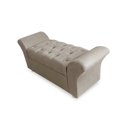 Conjunto Cabeceira Geovana e Recamier Veneza Baú King 195 Cm Corano Bege - Incasa Decor - 3