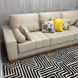 Sofá Rovere Retrátil 3 Módulos 4 Lugares D'confort Design Linho Mesclado Bege e Cinza M37 - 7