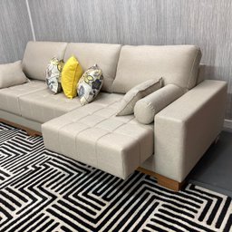 Sofá Rovere Retrátil 3 Módulos 4 Lugares D'confort Design Linho Mesclado Bege e Cinza M37 - 8