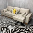 Ver imagem 6 de Sofá Rovere Retrátil 3 Módulos 4 Lugares D'confort Design Linho Mesclado Bege e Cinza M37