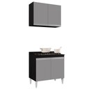 Ver imagem 1 de Armário Califórnia e Balcão para Cooktop Flórida Preto/cinza - Lumil